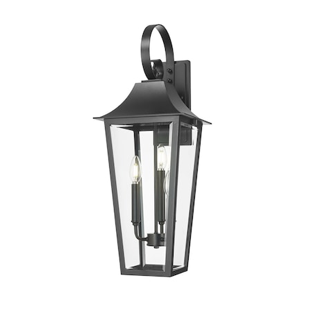 Z-Lite Gannon 3 Light Outdoor Wall Light, 10in. W x 27.25in. H, Black 5008B-BK